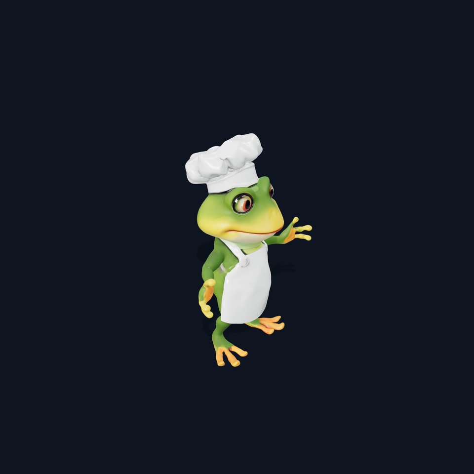 Chef Frog Character Model  Rigged and Animated